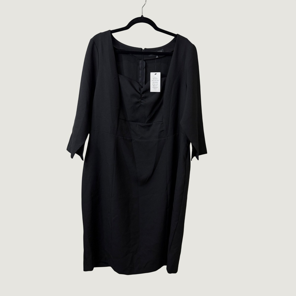 Eloquii Black Ruched Sweetheart Sheath Dress 20W Preppy Minimalist Office NWT
